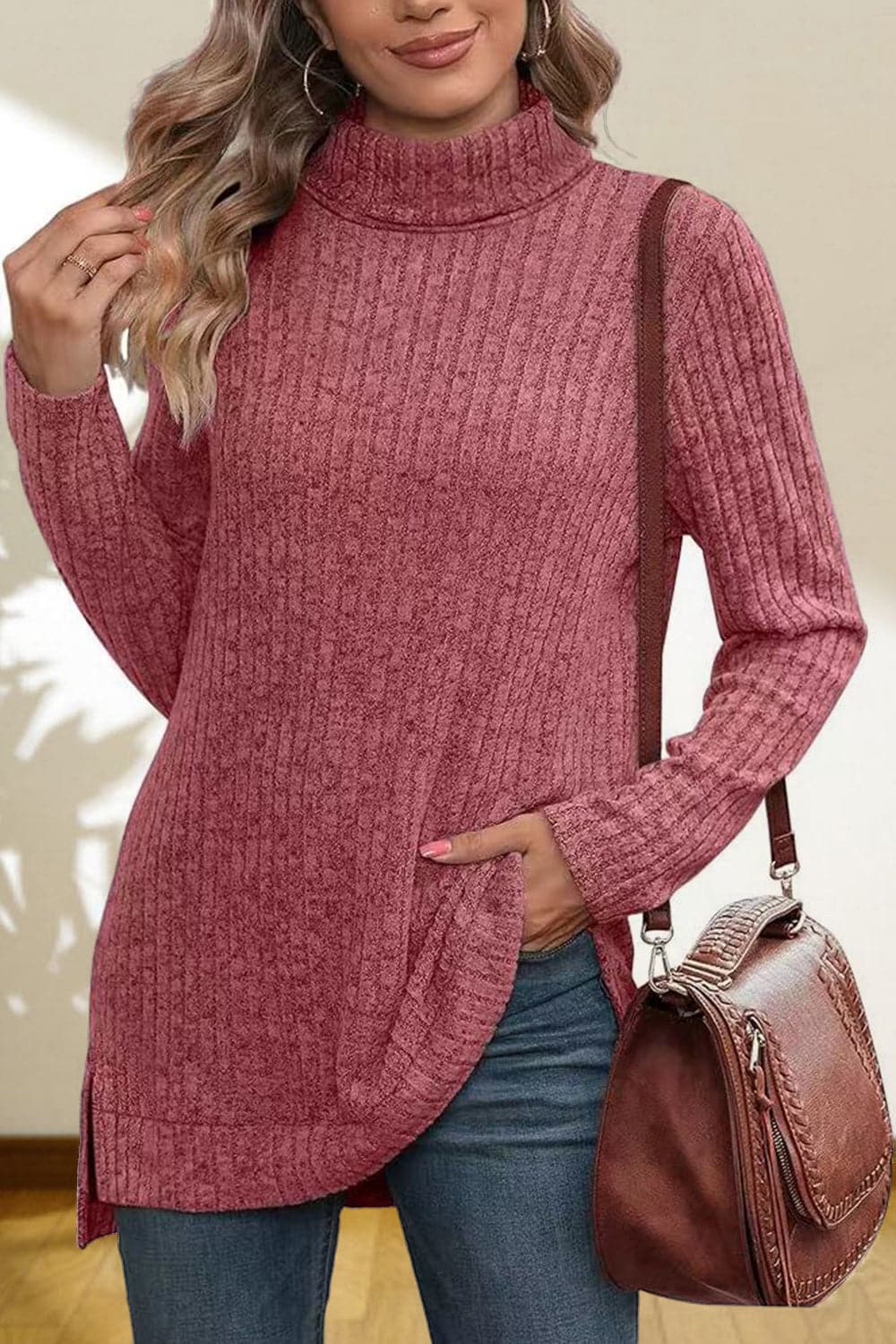 Turtleneck High Low Top.