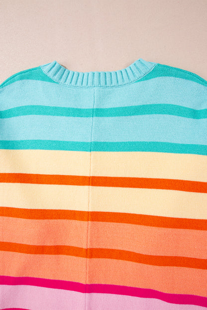 Gradient yellow stripe loose-fit sweater with ribbed edges