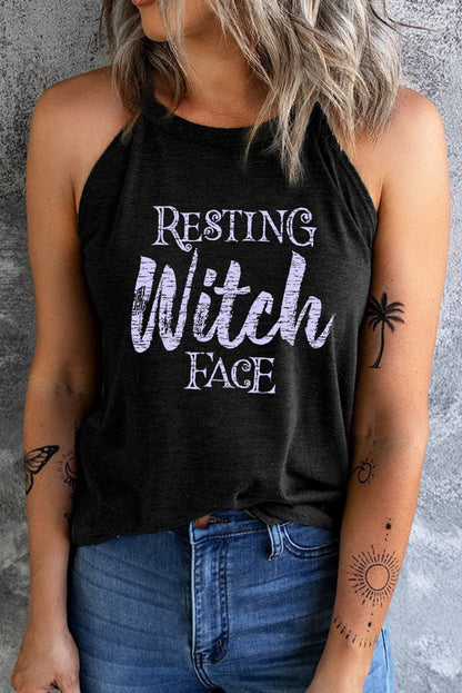 Sassy witch face tank top - casual, opaque, slightly stretchy