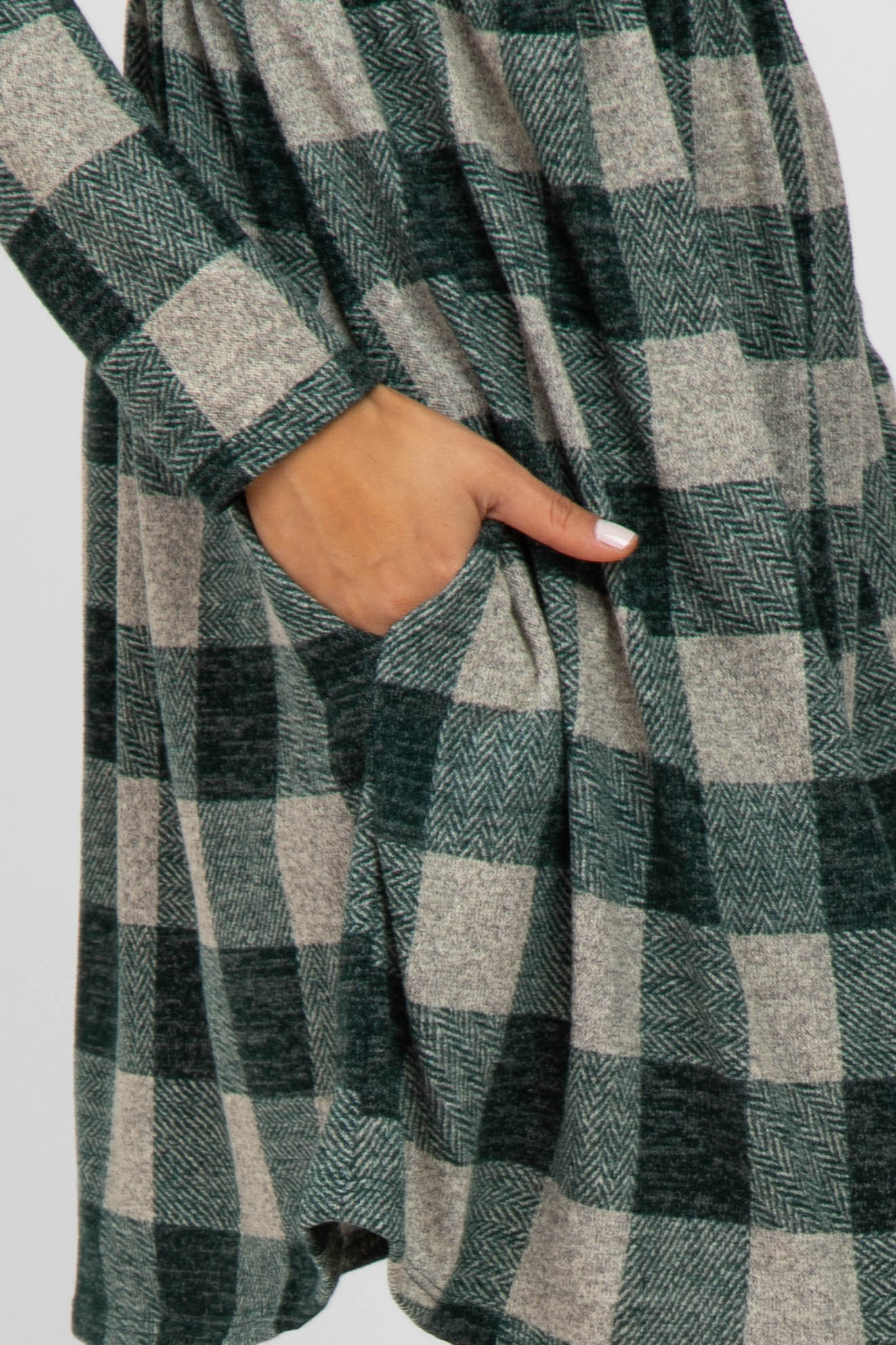 Forest Green Plaid Knit Dress PinkBlush