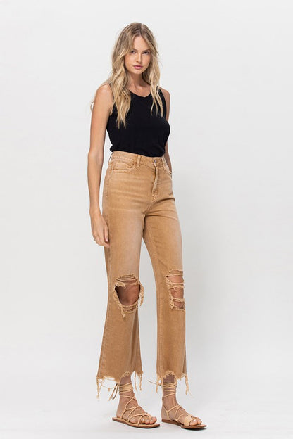 90's Retro High-Waisted Crop Flare Jeans