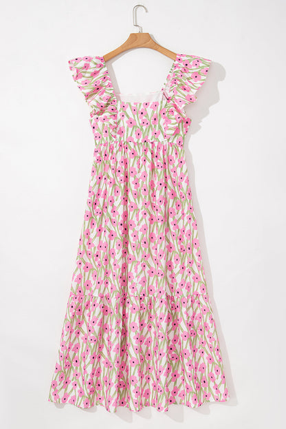 Angelica Floral Ruffled Strap Maxi Dress - Love Salve 