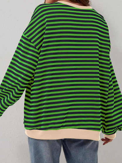 Contrast Striped Long Sleeve Sweatshirt.