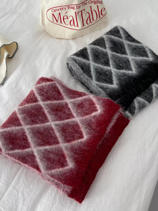 Diamond Pattern Fuzzy Knit Scarf Simply Love