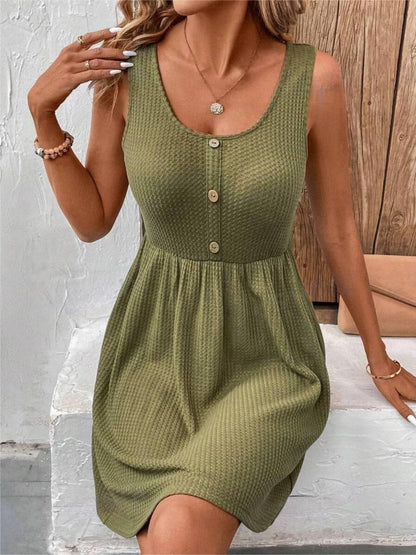 Scoop Neck Wide Strap Mini Tank Dress.