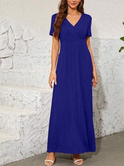 Surplice Short Sleeve Maxi Dress.