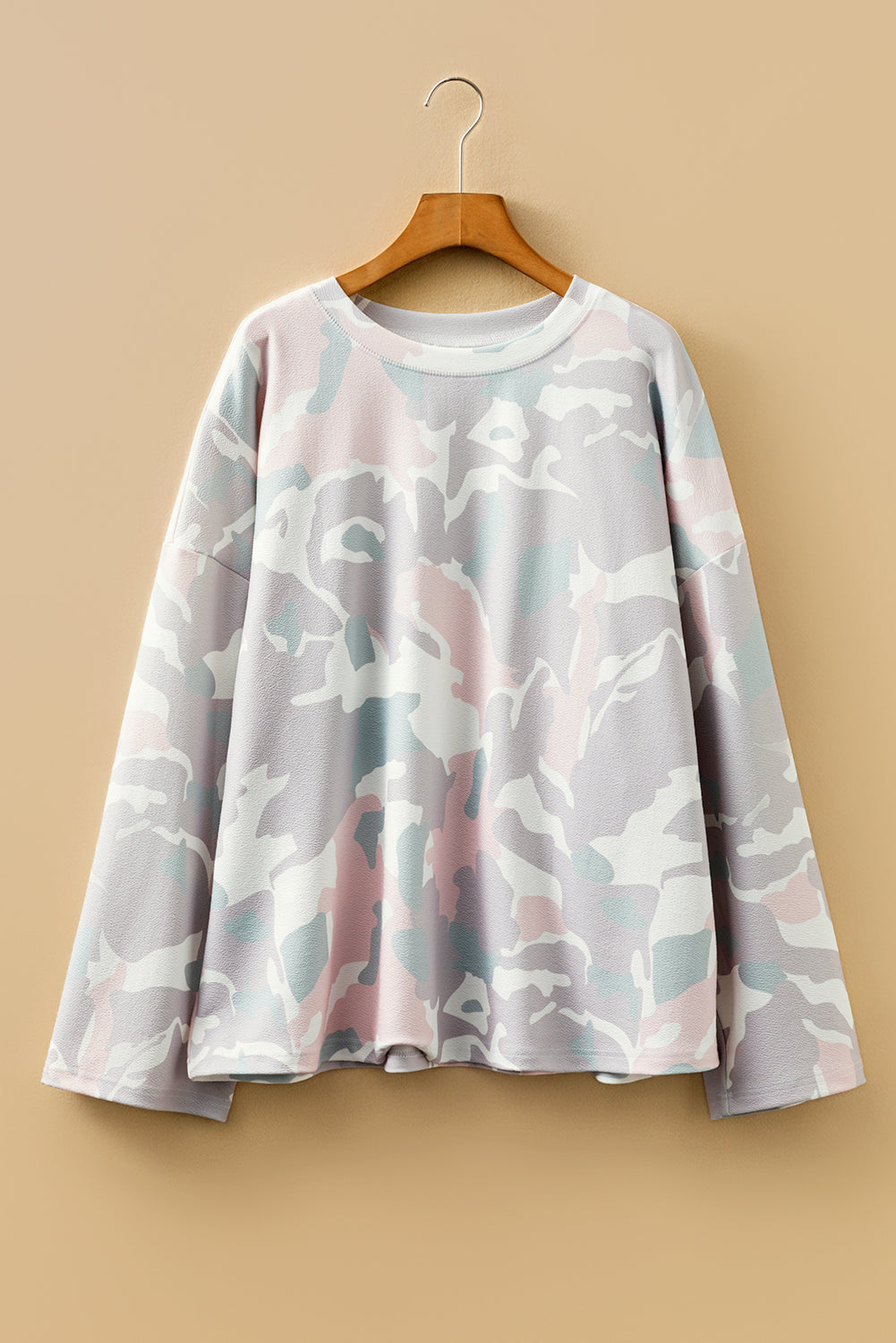 Green Plus Size Camouflage Print Drop Shoulder Pullover Dear-Lover Dropshipping