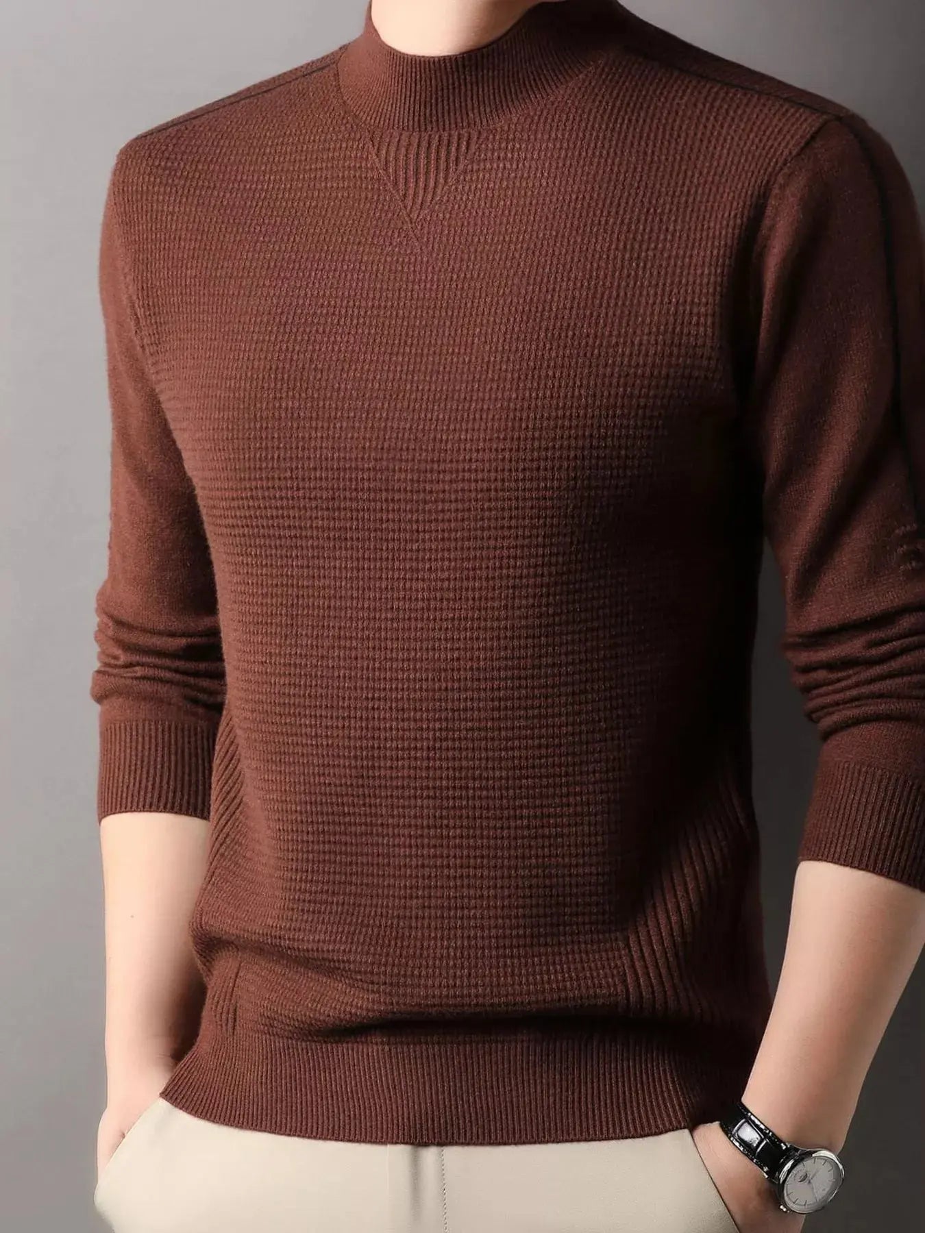 Men's Plus Size Texture Mock Neck Sweater Simply Love
