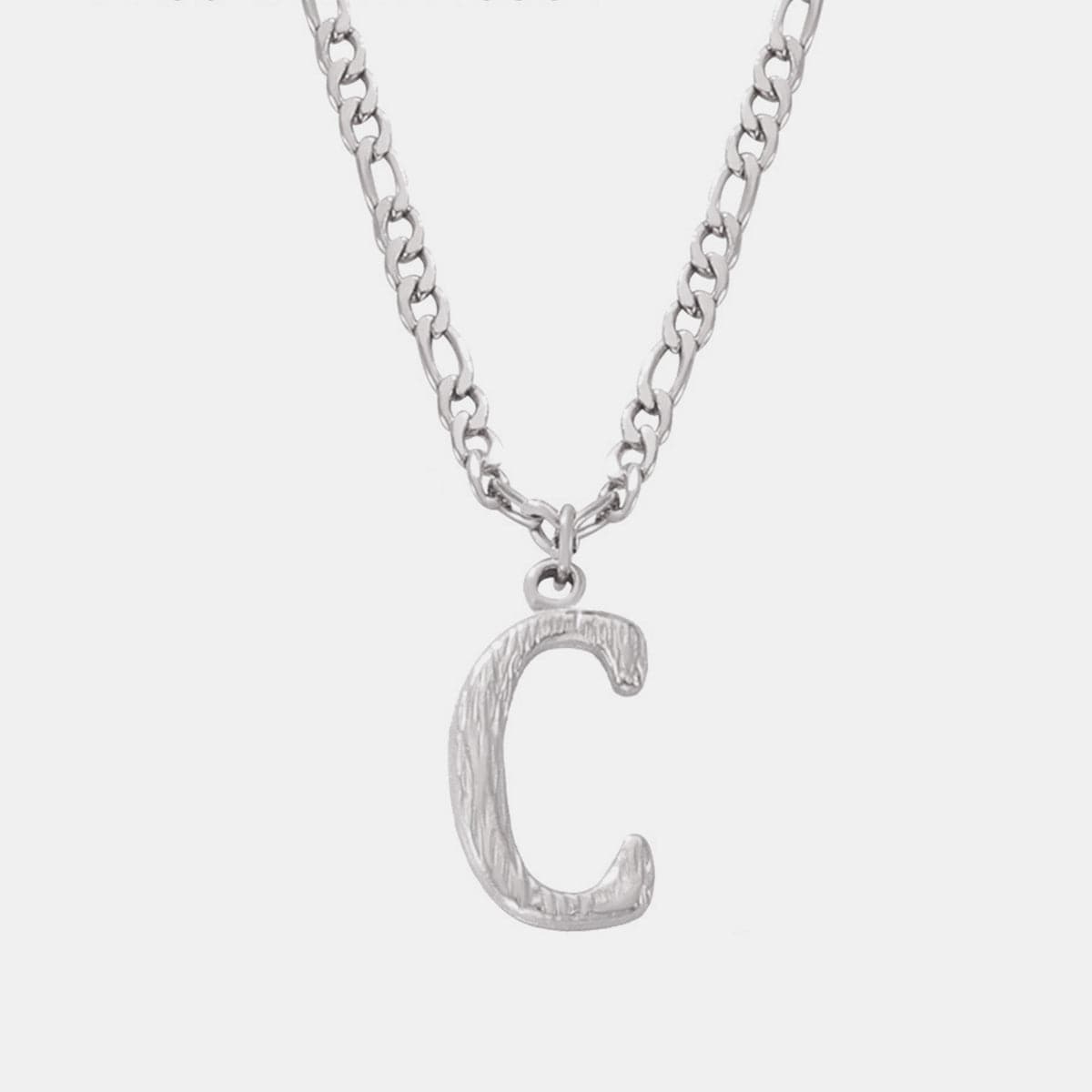 Titanium Steel Letter Pendant Necklace.