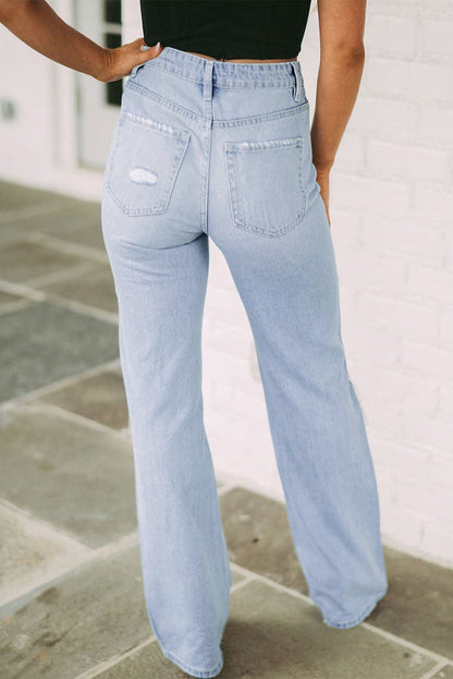 Distressed High Waist Jeans.