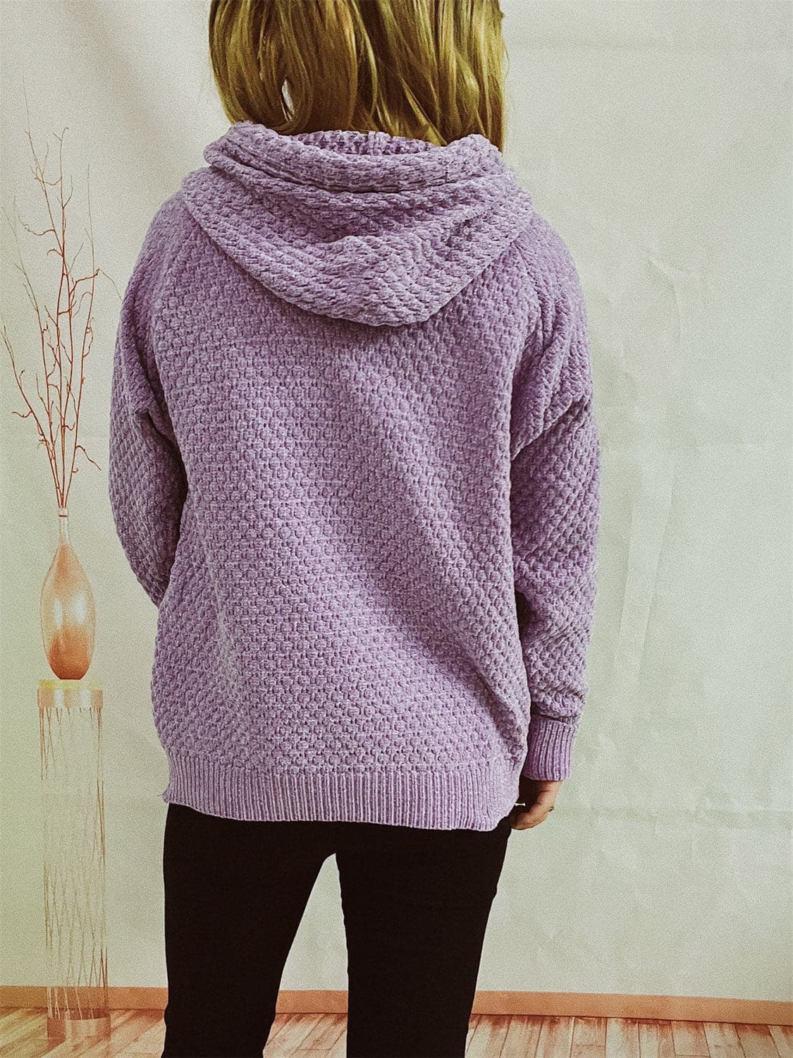 Drawstring Long Sleeve  Hooded Sweater.