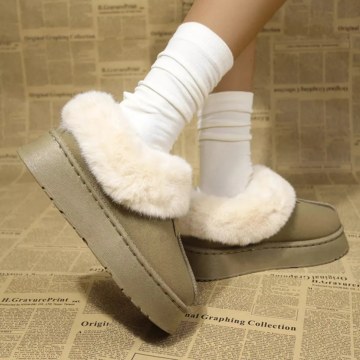 Fuzzy Platform Ankle Boots Simply Love