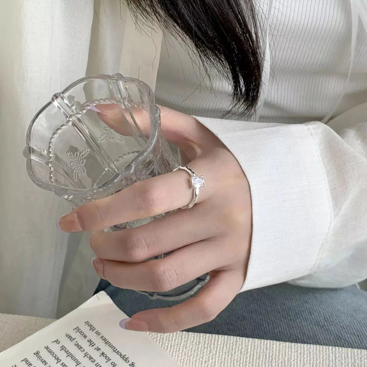 925 Sterling Silver Zircon Geometric Ring Simply Love