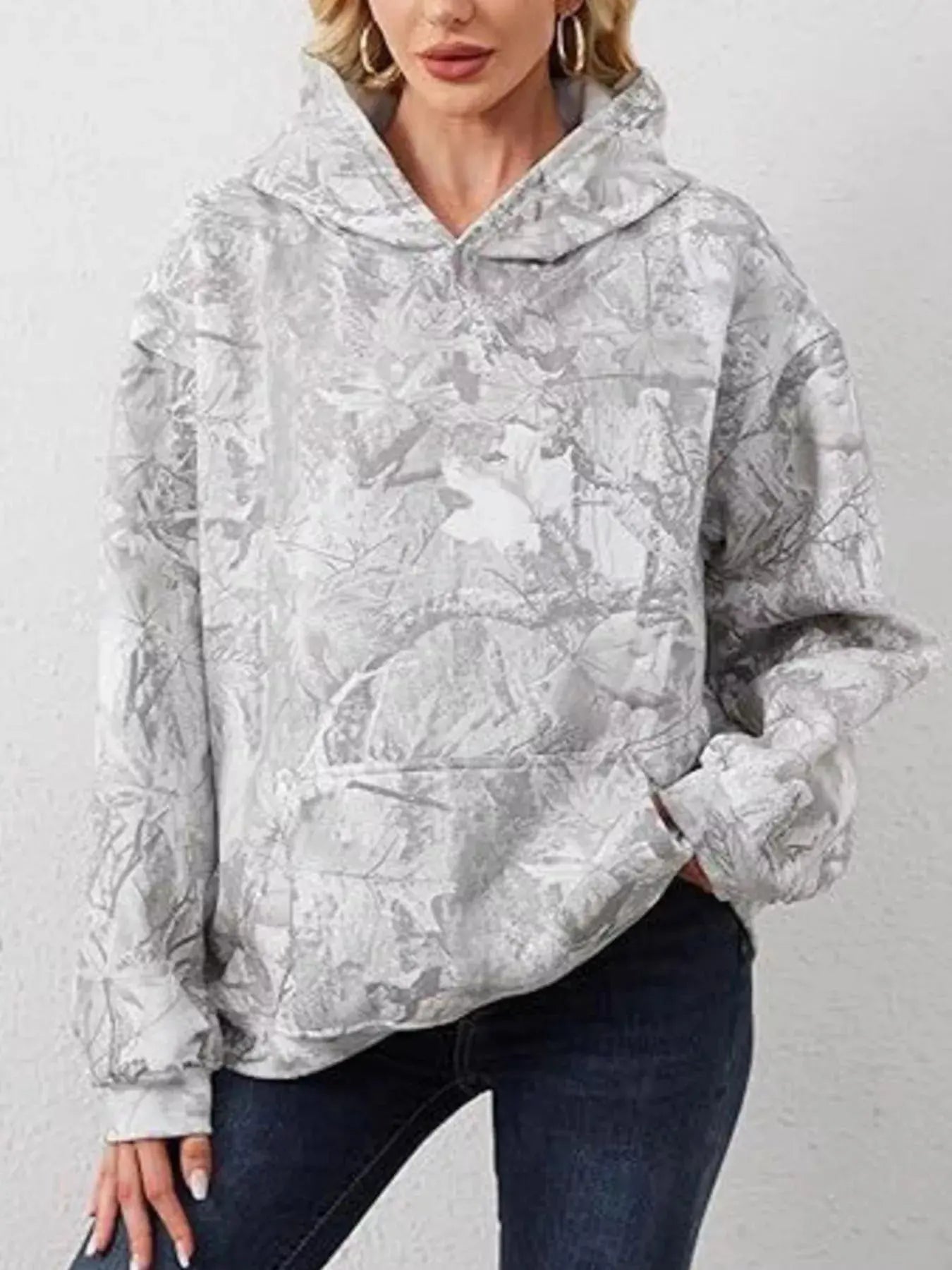 Full Size Kangaroo Pocket Long Sleeve Hoodie Plus Size Simply Love
