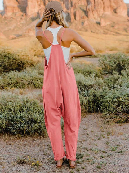 Effortless elegance: Sleeveless V-neck pocket jumpsuit