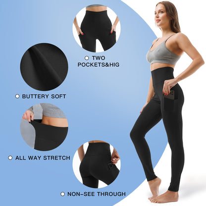 CADITEX Leggings with Pockets for Women - Women Leggings High Waisted Buttery Soft Gym Yoga Pants for Workout Athletic