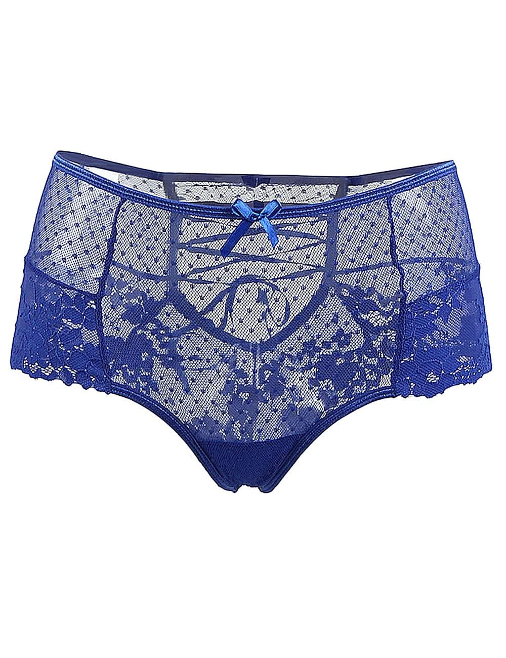 Love Salve High Waist Cheeky Lace Panties for Women with Adjustable Strappy Hollowed Out Back Blue