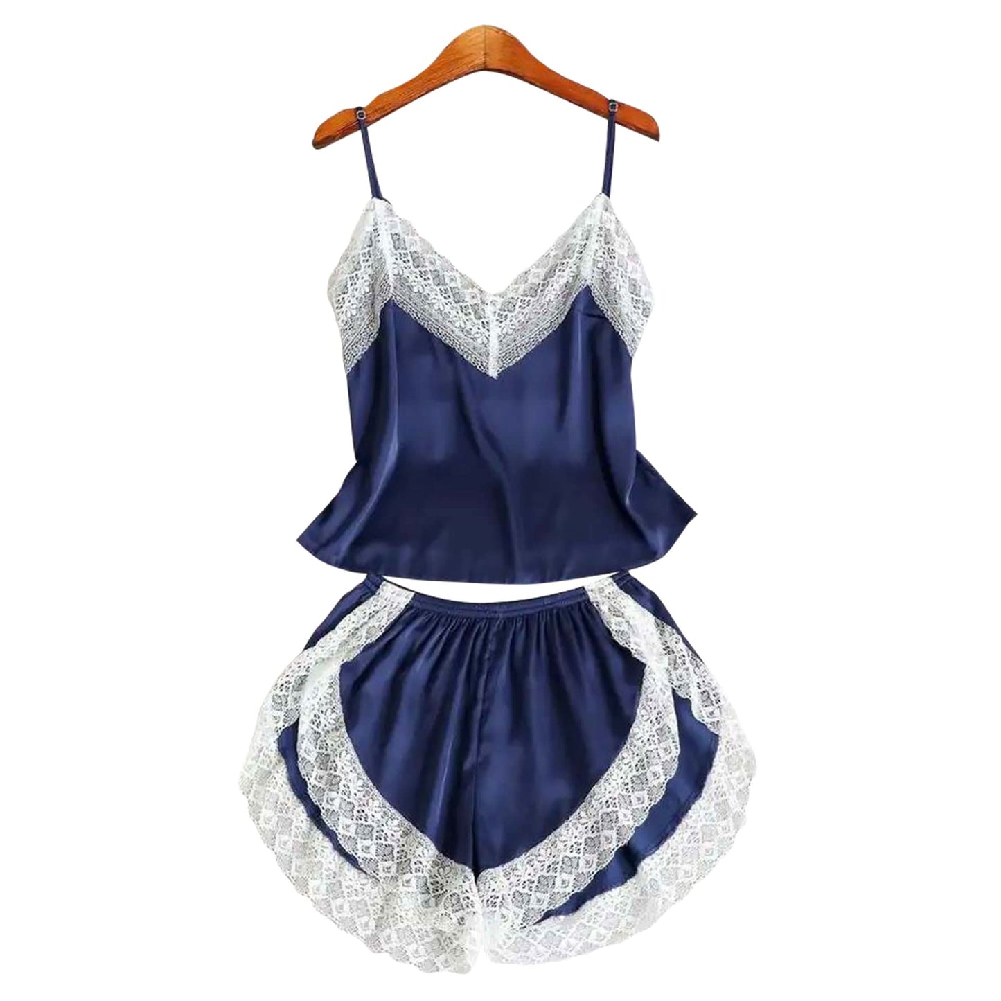 Love Salve Babydoll Cami Lingerie Sleeveless Nightwear for Women - PJ Pajama Camisole Ladies Silk Sleepwear Set Blue