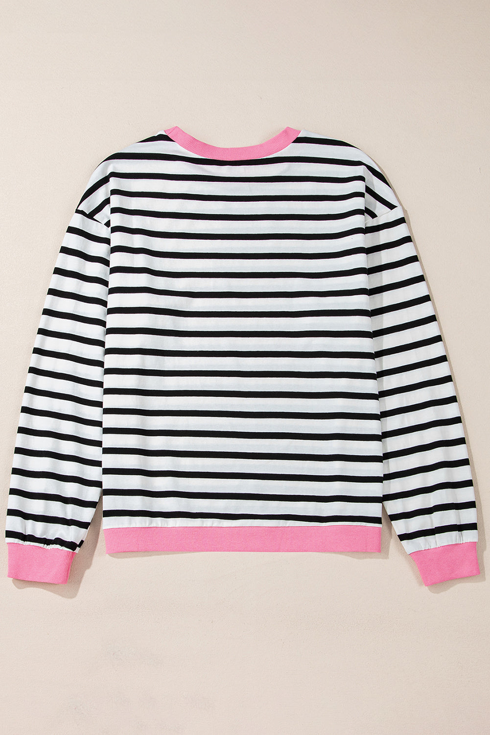 Chic black striped long sleeve top with contrast edges