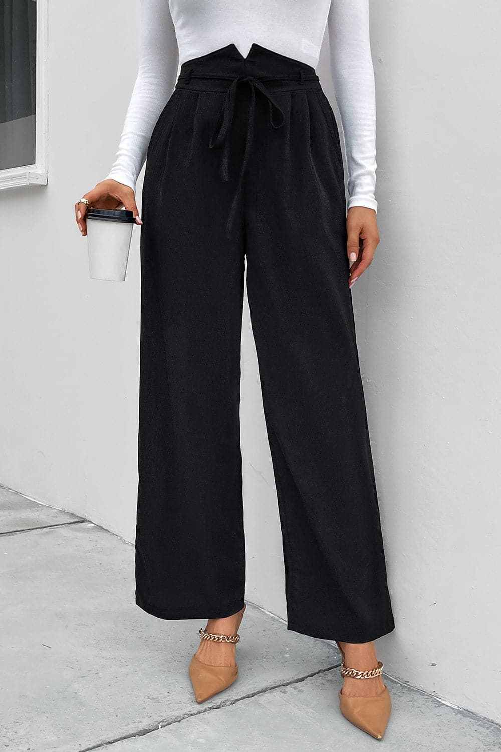 Chic high waist wide leg pants - Love Salve 