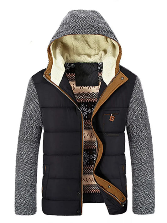 Mens Thick Padded Hooded Winter Coat With Zipper Pockets Simply Love