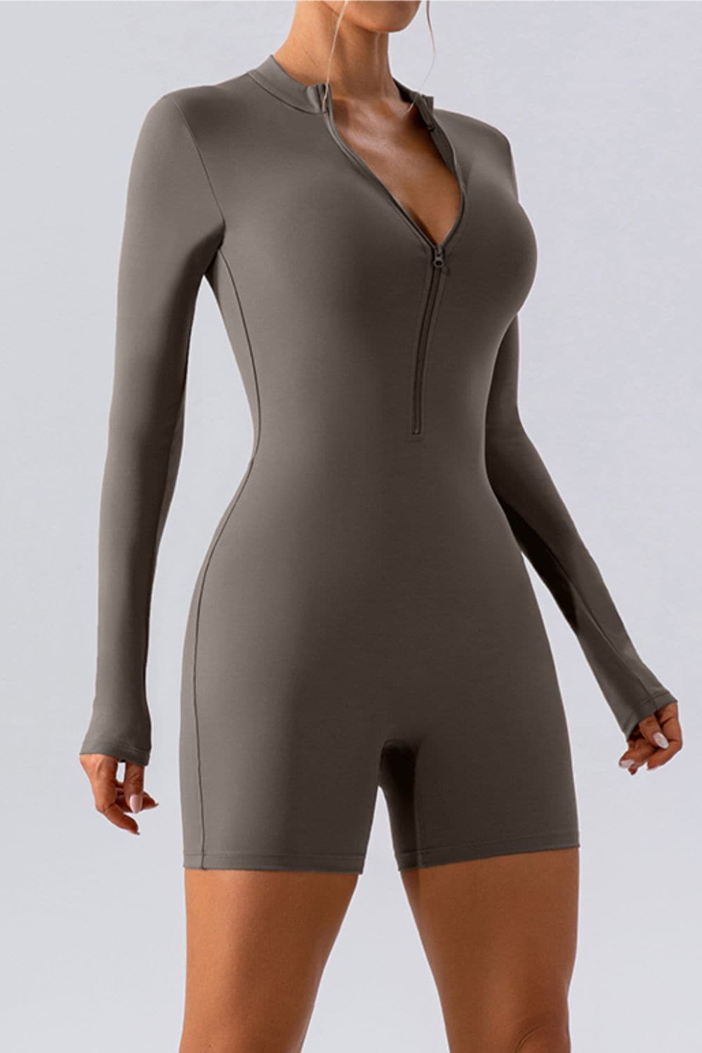 Half Zip Long Sleeve Active Romper.