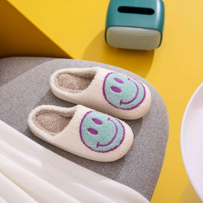 Melody Smiley Face Plush Slippers for Ultimate Comfort (X-Large)