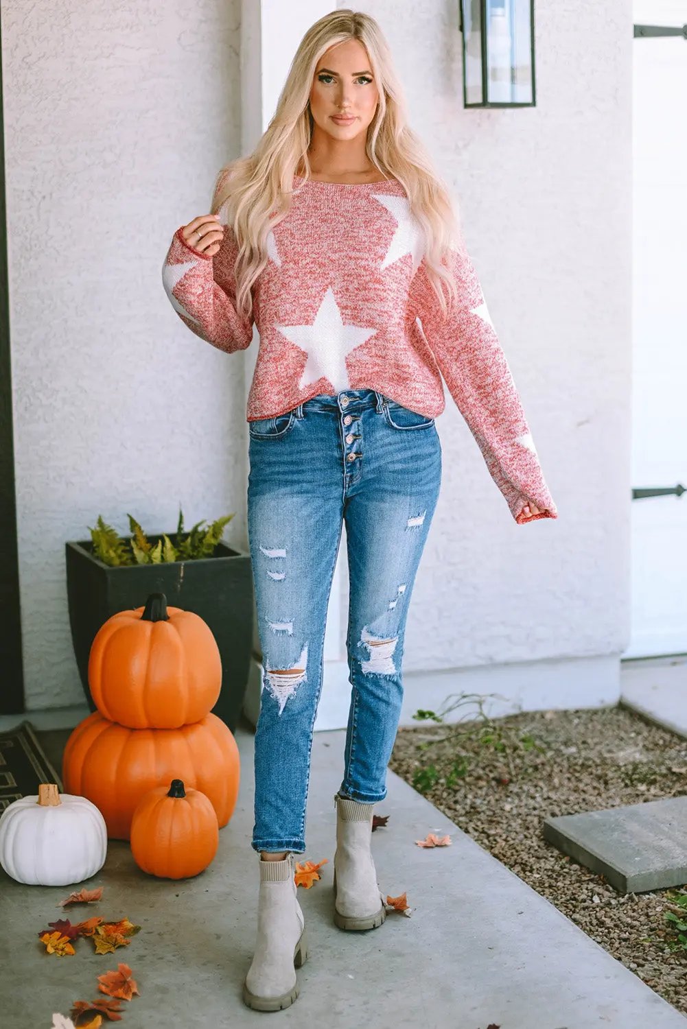 Katharine Star Spangled Casual Knit Sweater for Women - Love Salve 
