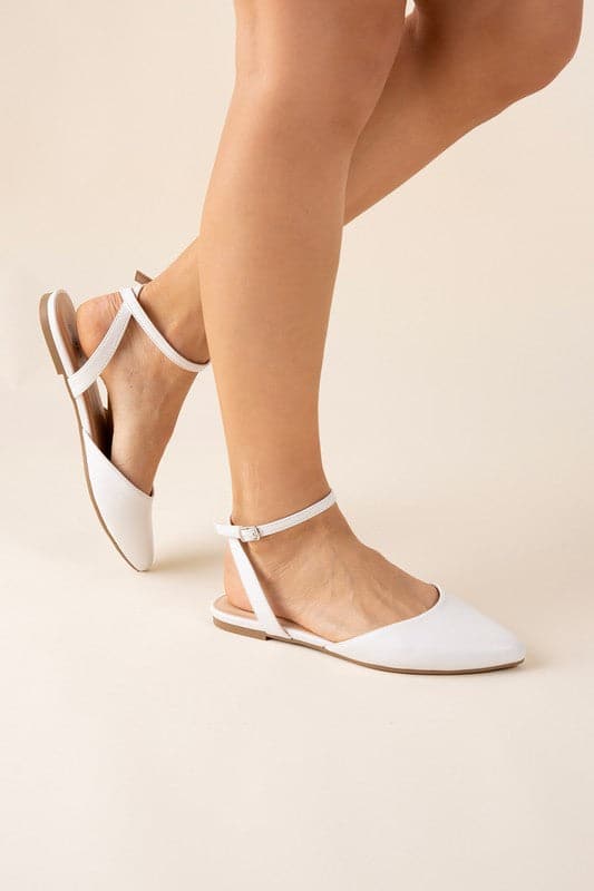 LINDEN-S Ankle Strap Flats.