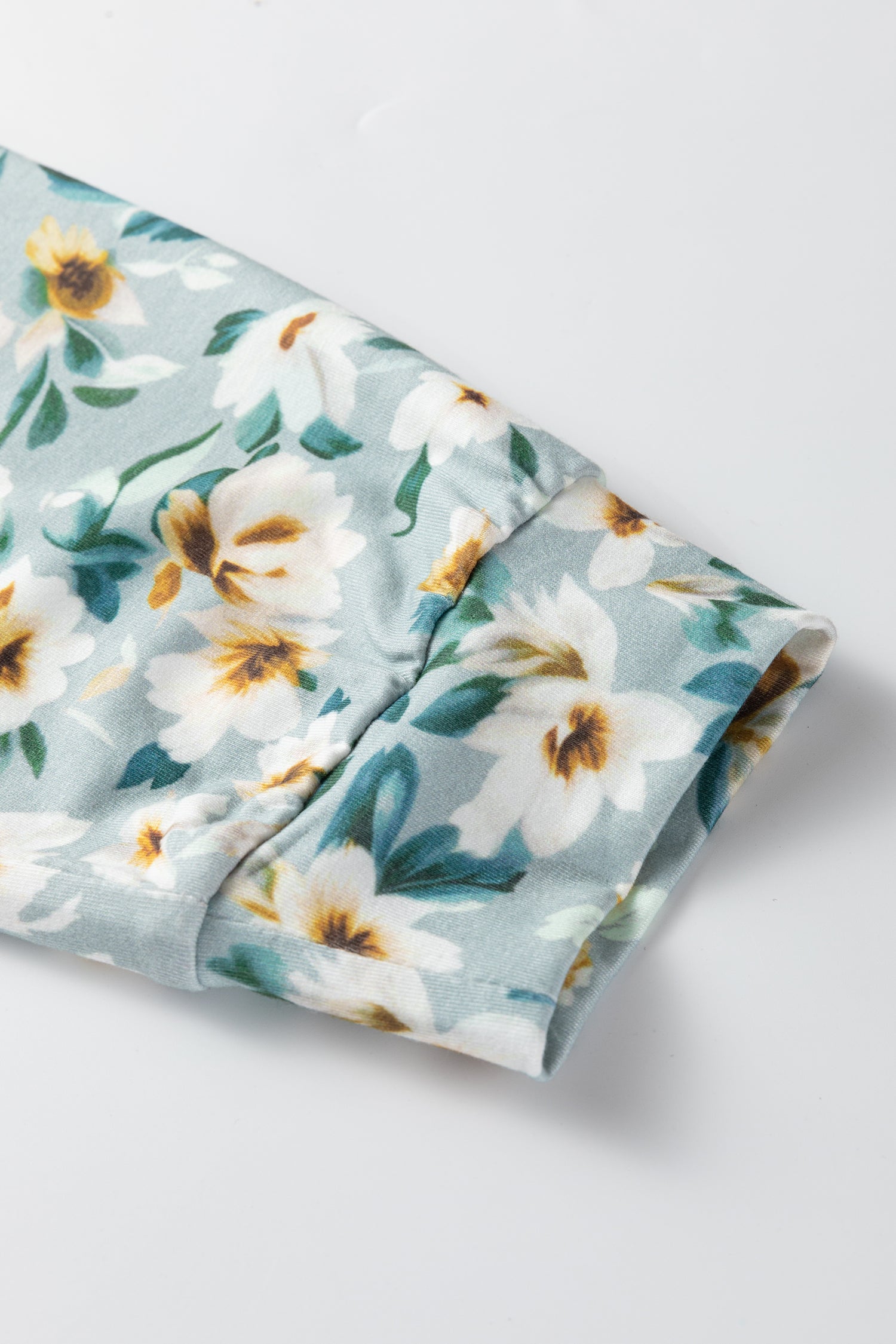 Parchment Twist Ribbed Floral Contrast Patchwork Long Sleeve Top Dear-Lover Dropshipping