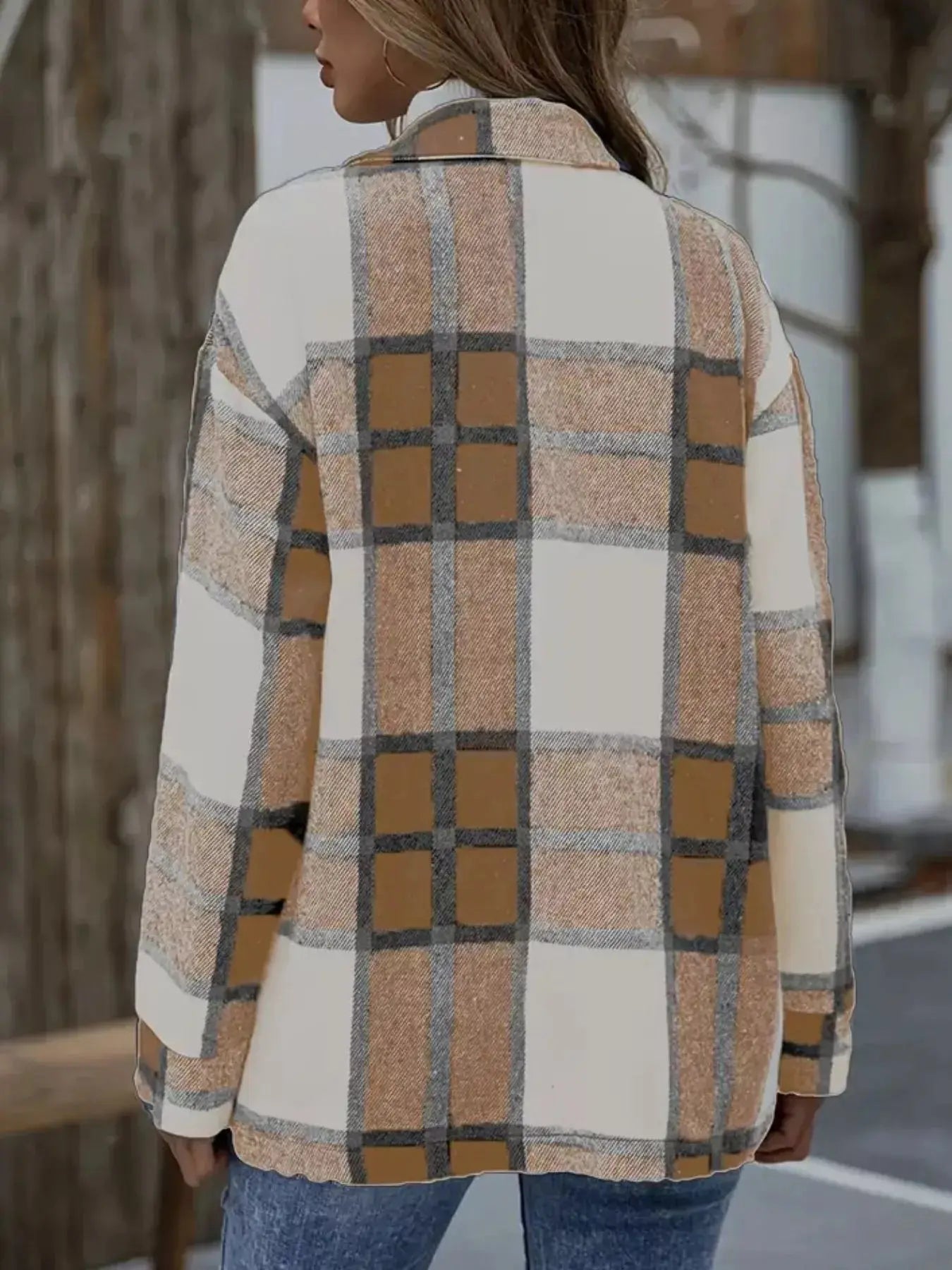 Plaid Button-Up Long Sleeve Shacket Simply Love