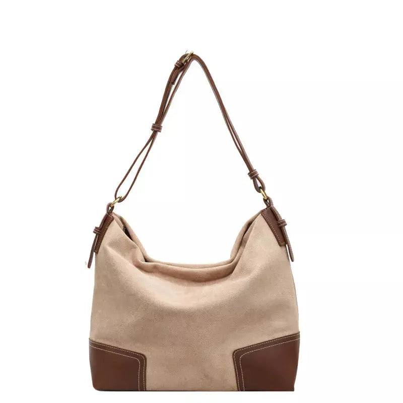 Suede Tote Bag with Leather Trim Simply Love