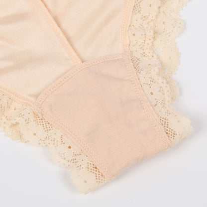 Charming lace women's low-rise underwear with comfortable fit in tan