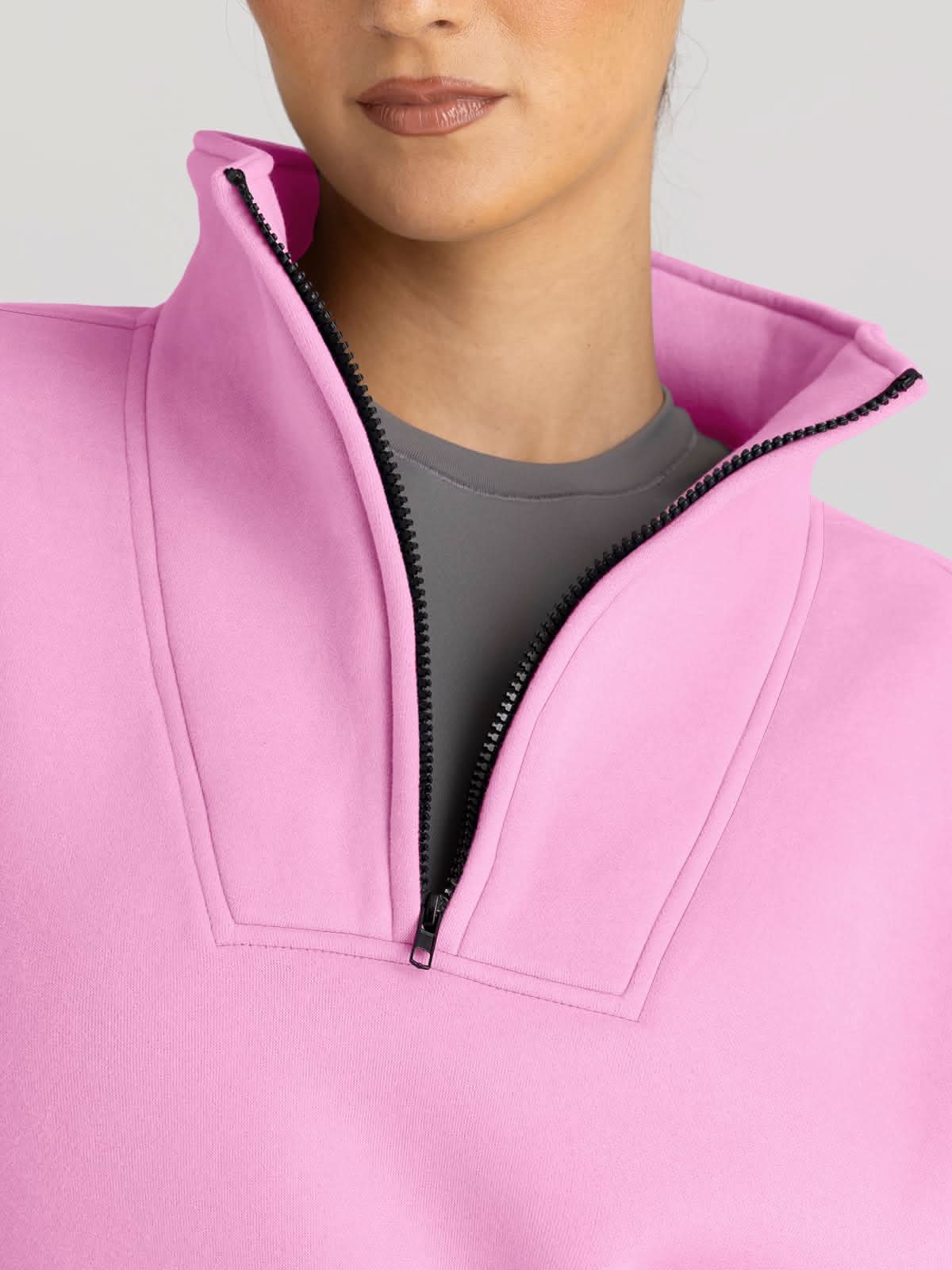 Trendy Queen Sweatshirts Half Zip Pullover Quarter Zip Oversized Hoodies Sweaters Comfy Fall Outfits 2024 Y2K Winter Clothes - Love Salve 