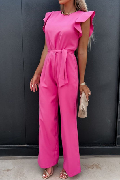 Power Move Ruffle-Sleeve Jumpsuit