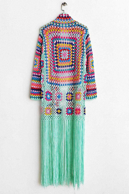 Fringe Tied Long Sleeve Cardigan.