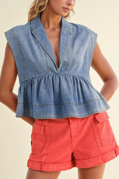 Simply Love: Denim Peplum Top