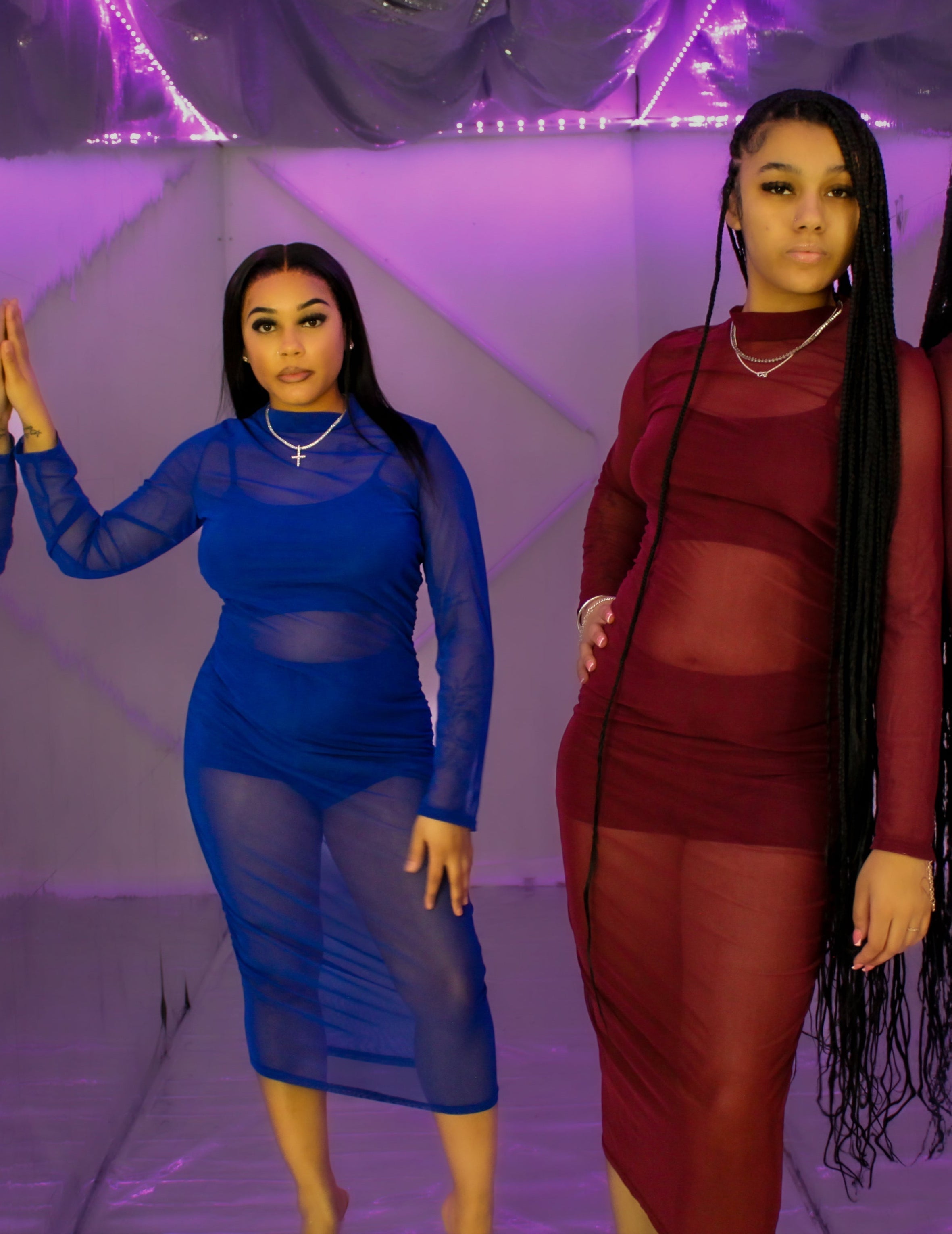 Triple Threat Mesh Magic: 3-Piece Crop Top, High Waist Shorts & Sheer Dress Set Coco’s Tee Boutique