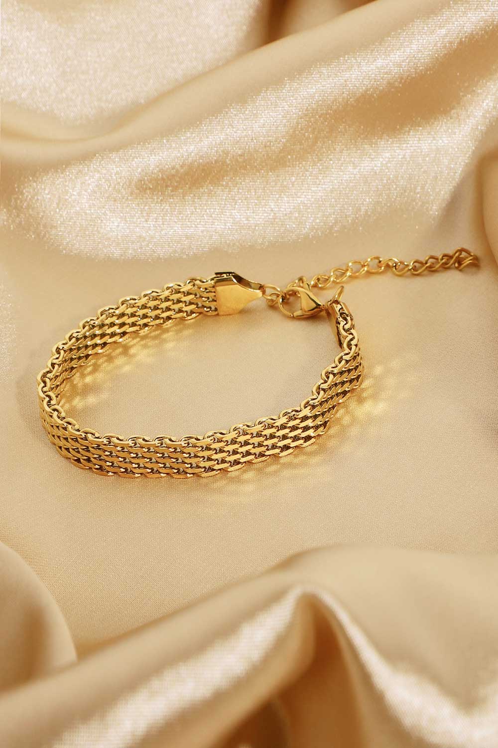 18K Gold-Plated Wide Chain Bracelet.