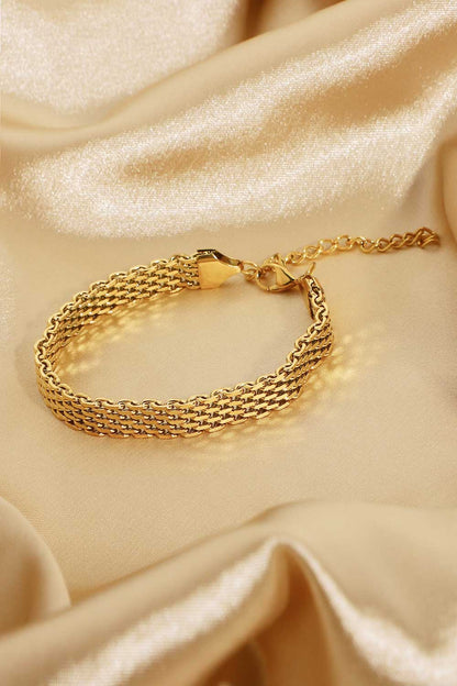 18K Gold-Plated Wide Chain Bracelet.