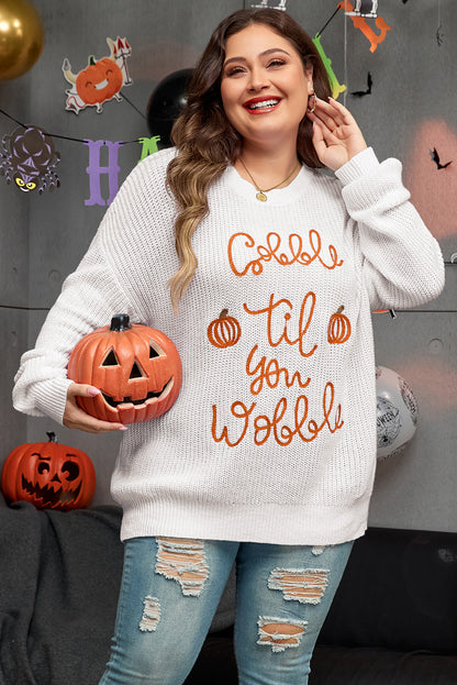 Festive Fun Pop-Up Crochet Plus Size Sweater in White