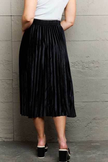 Ninexis Accordion Pleated Flowy Midi Skirt.