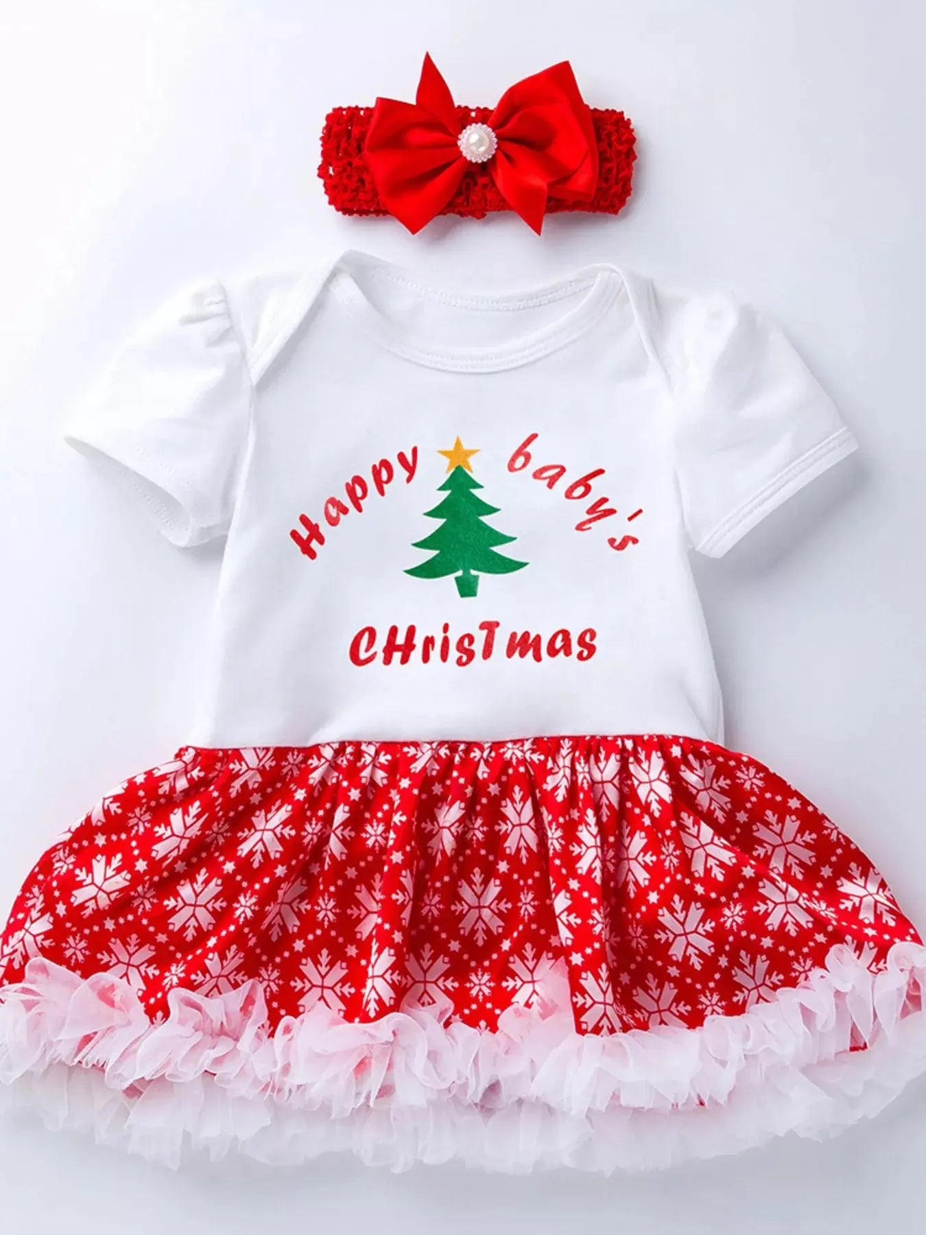 Children's Christmas One Piece Dress with Headband Simply Love