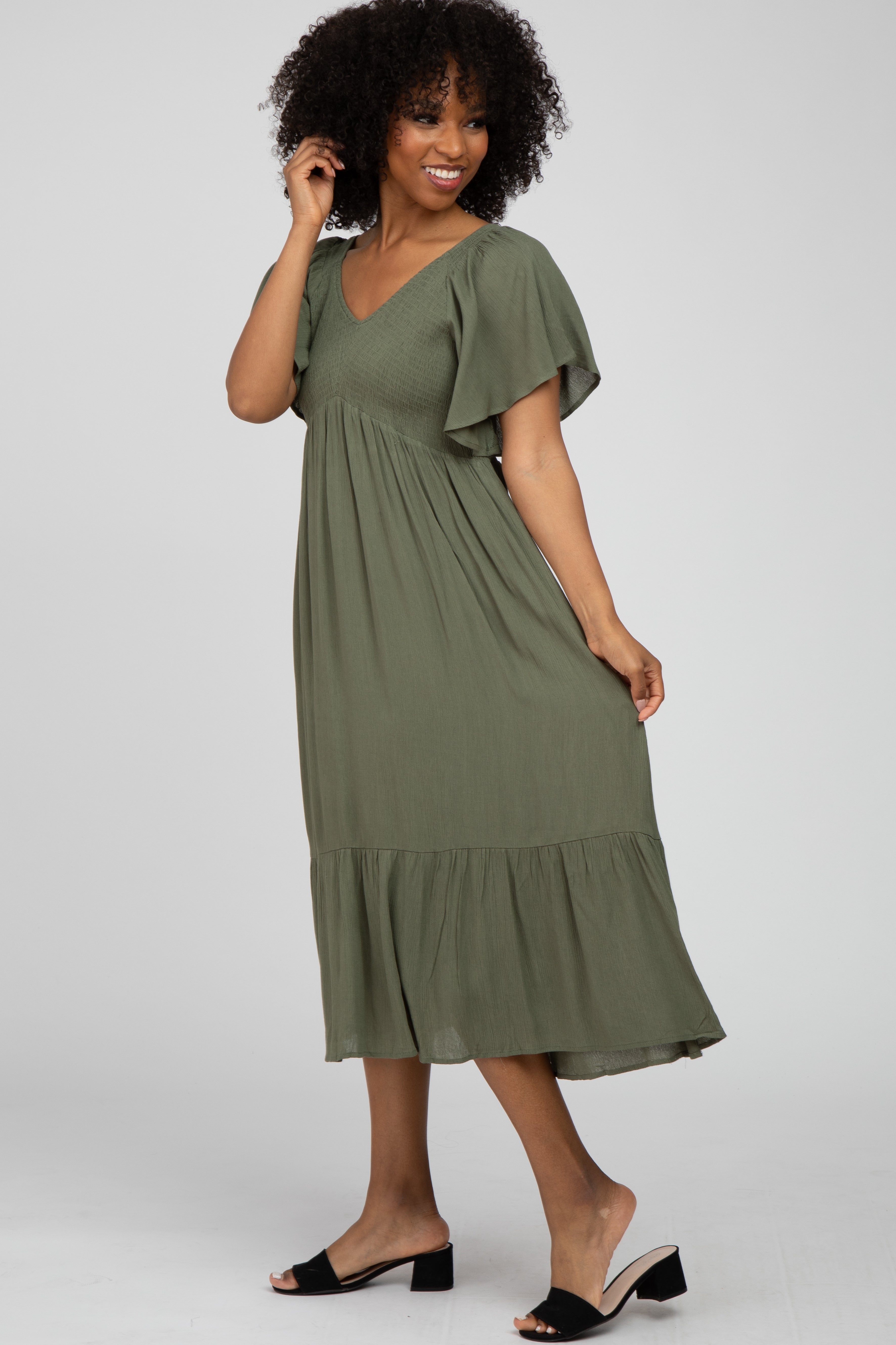 Olive Smocked Ruffle Dress PinkBlush