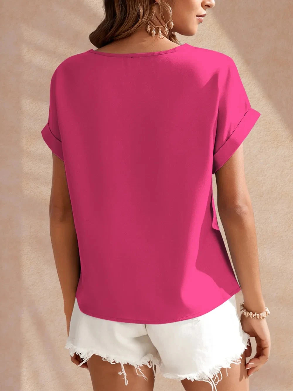 FAM-FAM Round Neck Short Sleeve Blouse Coco’s Tee Boutique
