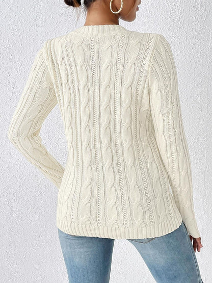 Cozy cable-knit sweater with round neckline