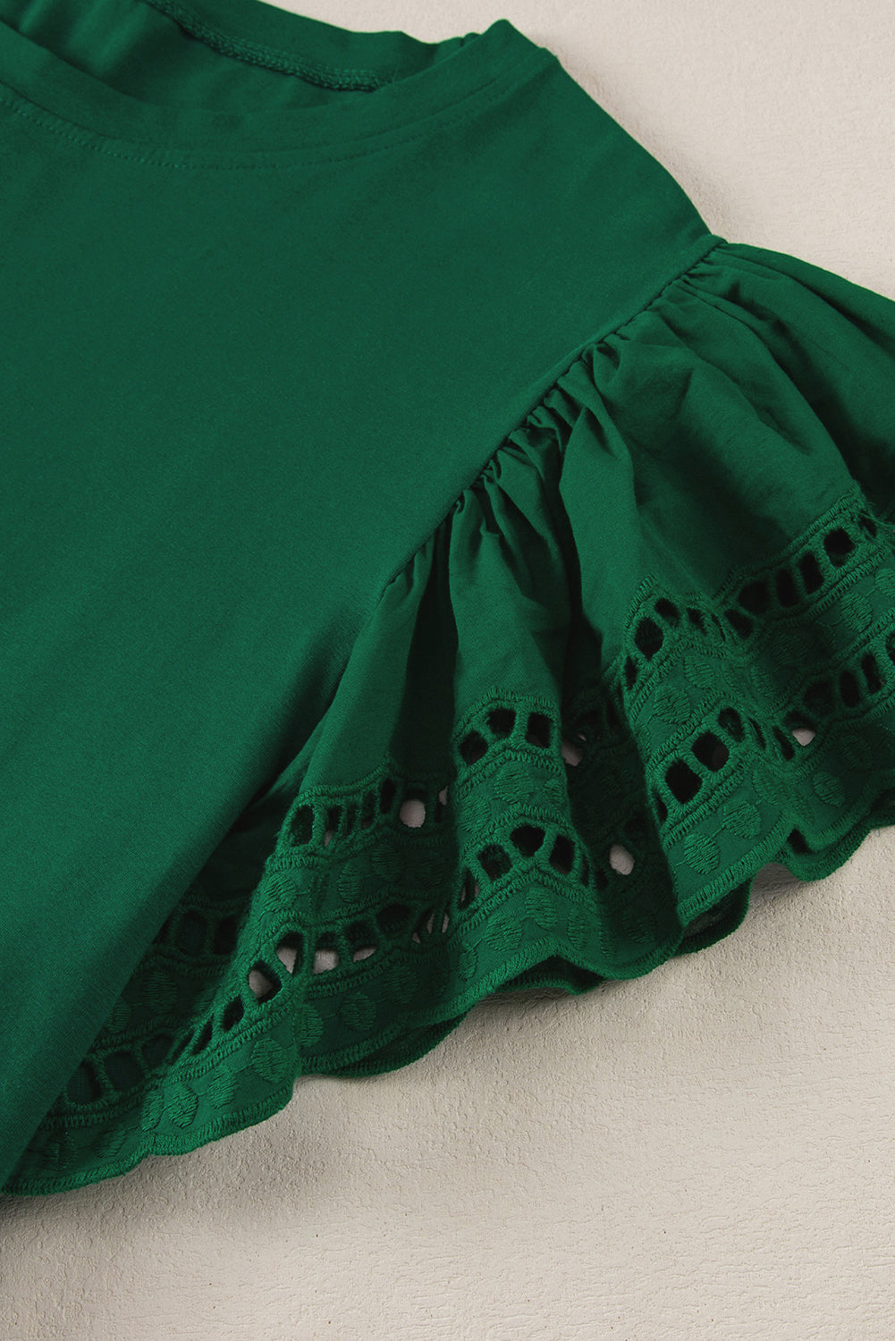 Elegant green plus size flutter sleeve blouse