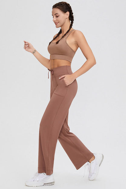 Essential Comfort Drawstring High Waist Pants with Pockets