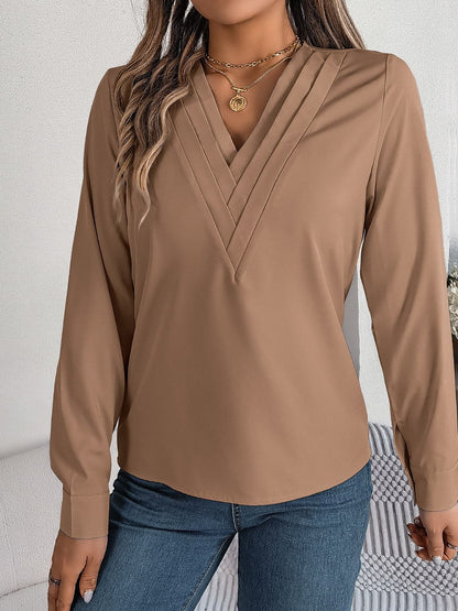 V-Neck Long Sleeve Blouse.