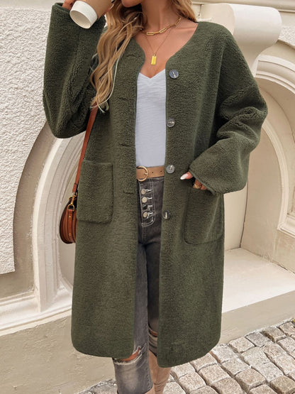 Chic button-up long sleeve coat